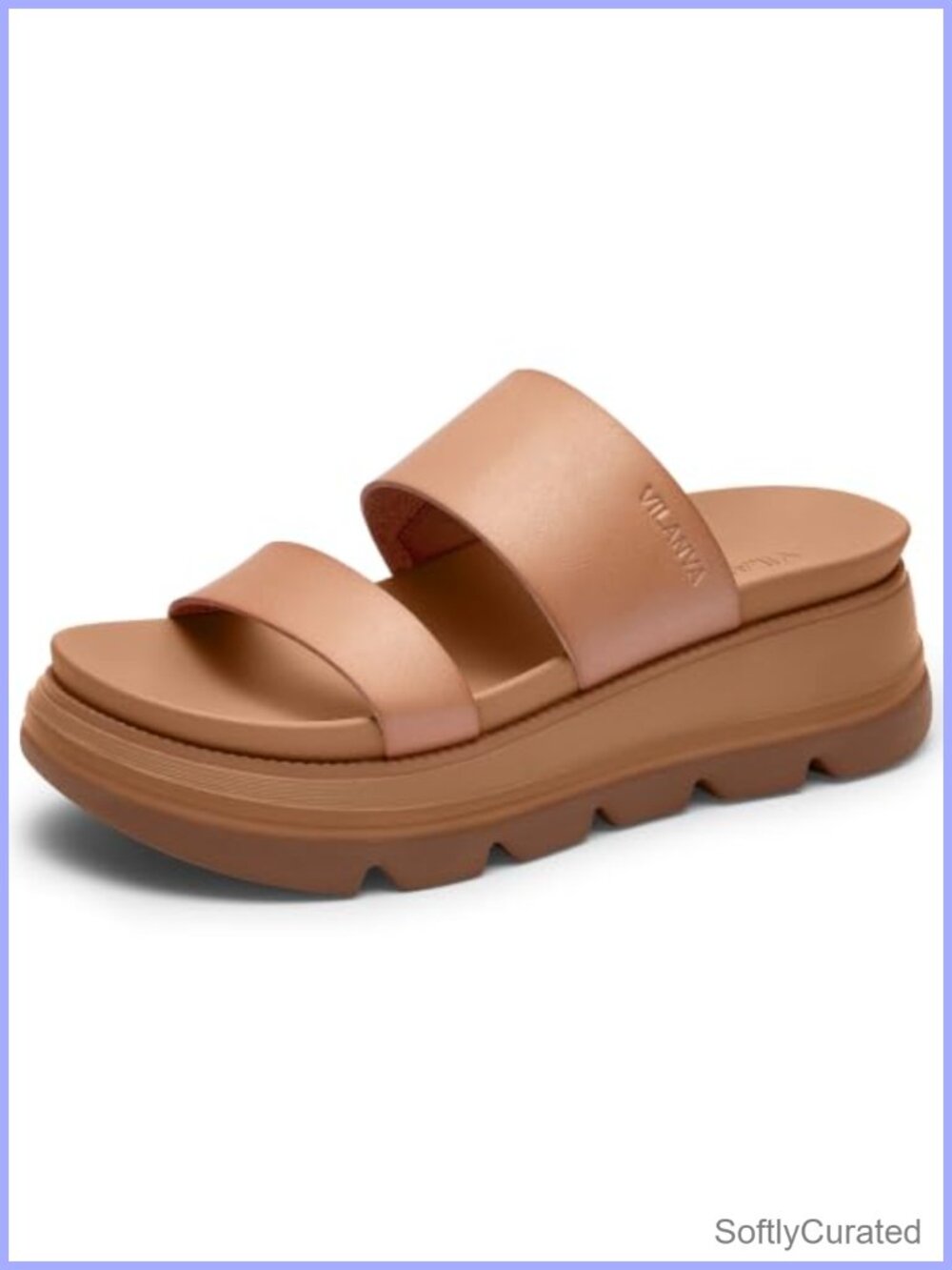 Women's Platform Slide Sandals 2" Chunky Double Strap Slip-On Cushioned